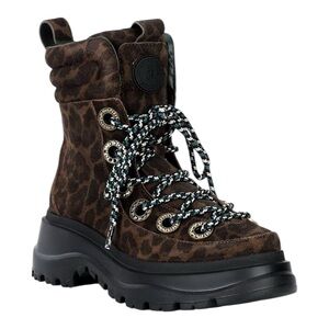 Kurt Geiger Kensington Leopard Print Suede Hiker Booties Sz 38 (US 7.5) NWOB
